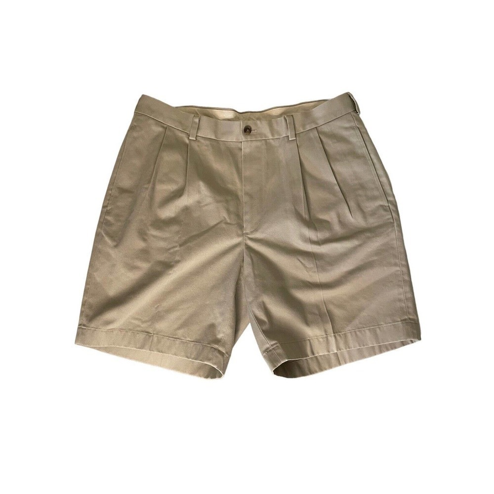 Brooks Brothers Mens Pleated Front Chinos Khaki Shorts Size 35 Golf Dress Resort